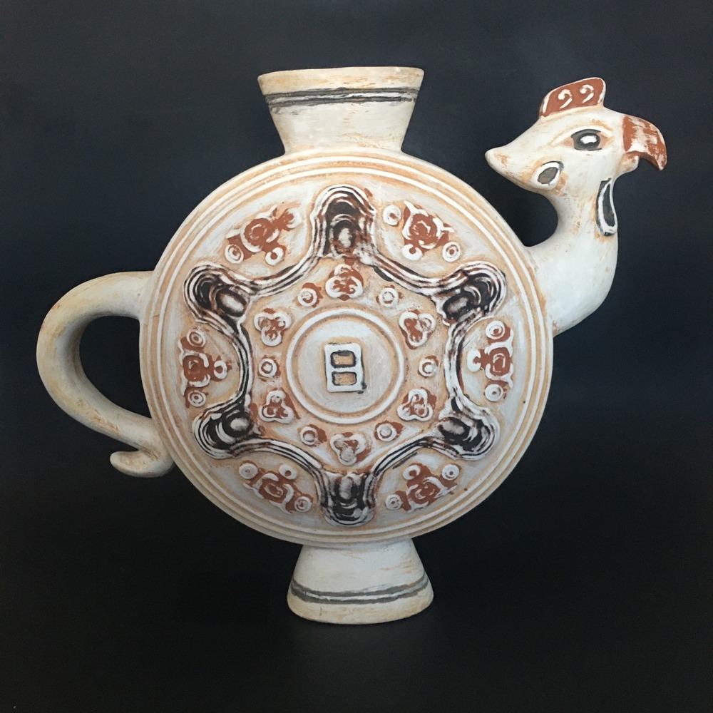 Antique Chinese Possible Tang Sancai Inspired Pottery Phoenix Decorative Jar